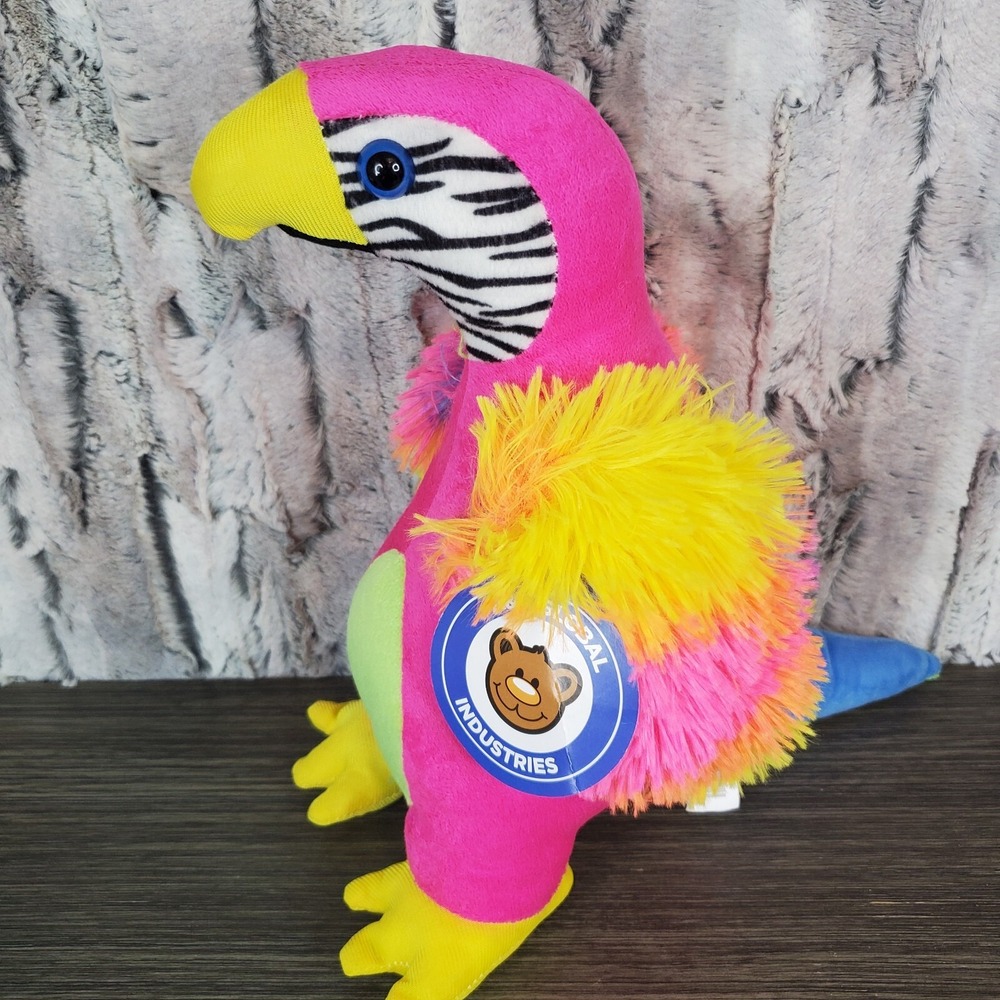 A&A Global NEON Macaw Parrot Pink Bird Tropical Plush Stuffed Animal Toy 12" Tag